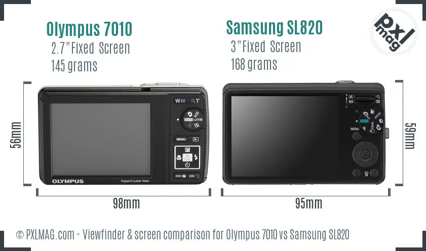 Olympus 7010 vs Samsung SL820 Screen and Viewfinder comparison
