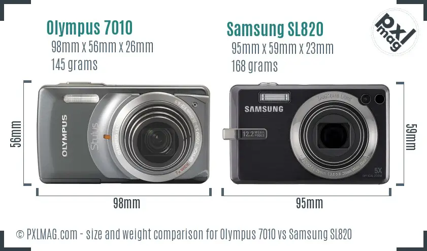 Olympus 7010 vs Samsung SL820 size comparison