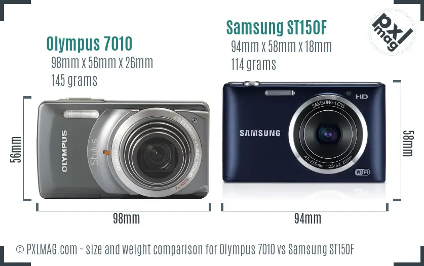 Olympus 7010 vs Samsung ST150F size comparison