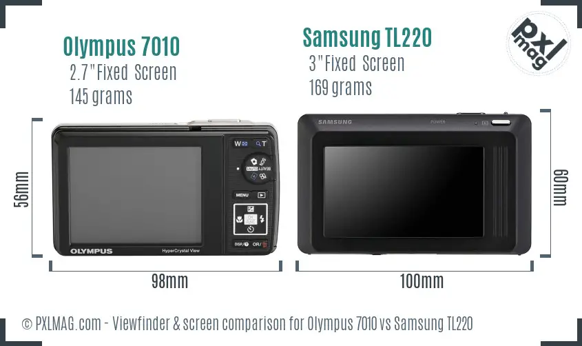 Olympus 7010 vs Samsung TL220 Screen and Viewfinder comparison