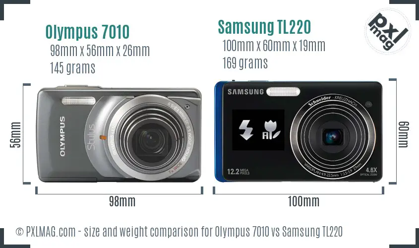 Olympus 7010 vs Samsung TL220 size comparison