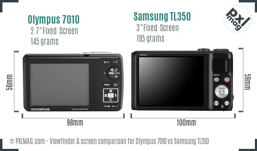 Olympus 7010 vs Samsung TL350 Screen and Viewfinder comparison