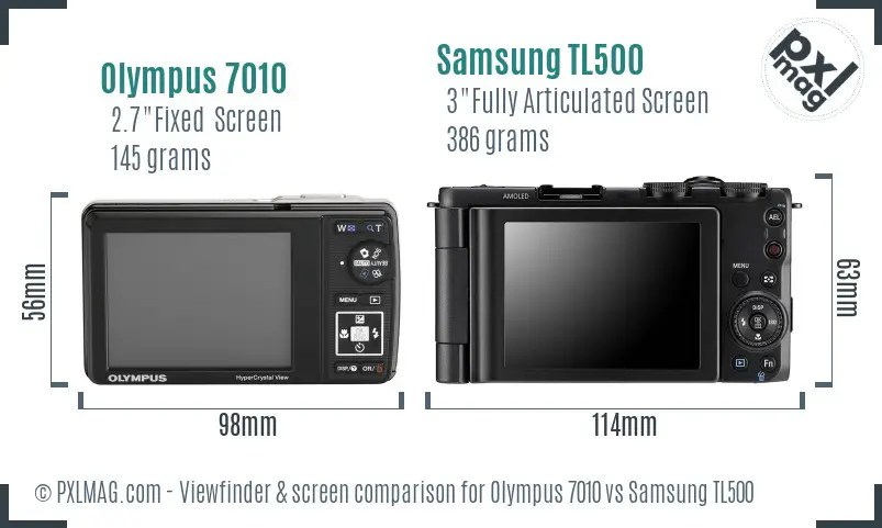 Olympus 7010 vs Samsung TL500 Screen and Viewfinder comparison