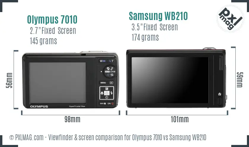 Olympus 7010 vs Samsung WB210 Screen and Viewfinder comparison