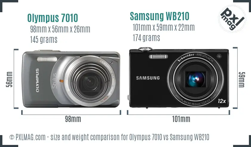 Olympus 7010 vs Samsung WB210 size comparison