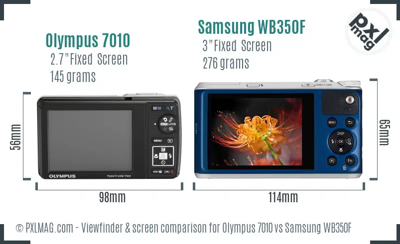 Olympus 7010 vs Samsung WB350F Screen and Viewfinder comparison