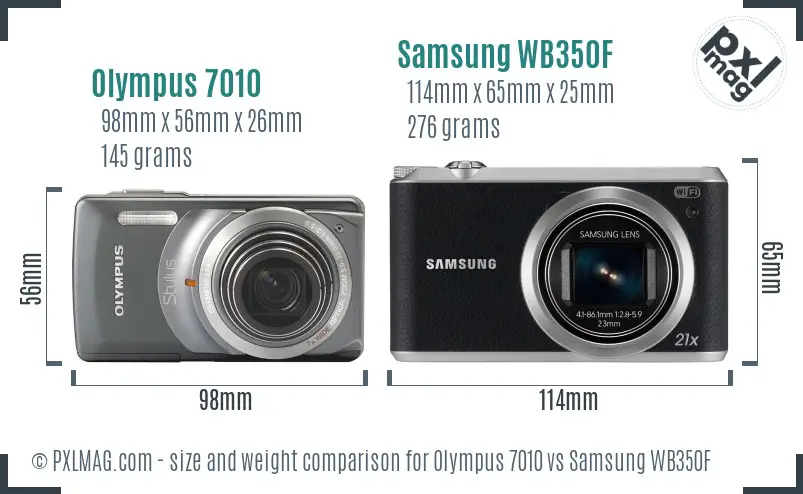 Olympus 7010 vs Samsung WB350F size comparison