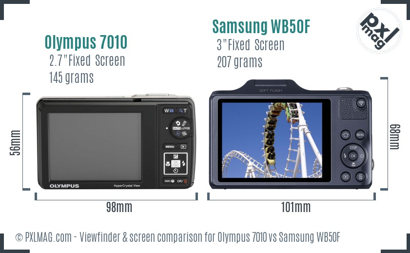 Olympus 7010 vs Samsung WB50F Screen and Viewfinder comparison