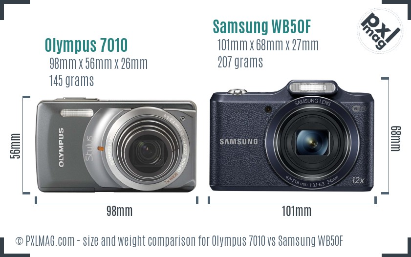 Olympus 7010 vs Samsung WB50F size comparison Olympus 7010 vs Samsung WB50F size comparison