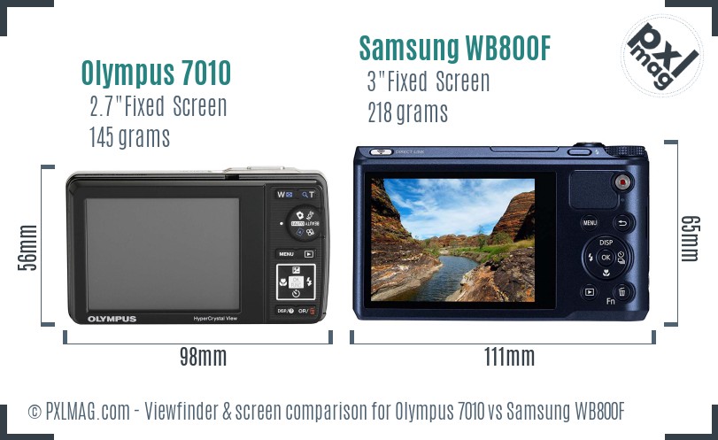 Olympus 7010 vs Samsung WB800F Screen and Viewfinder comparison
