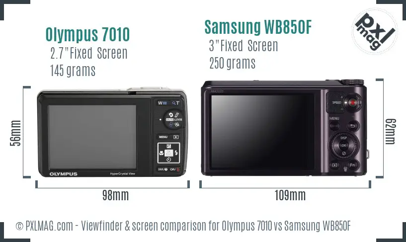 Olympus 7010 vs Samsung WB850F Screen and Viewfinder comparison