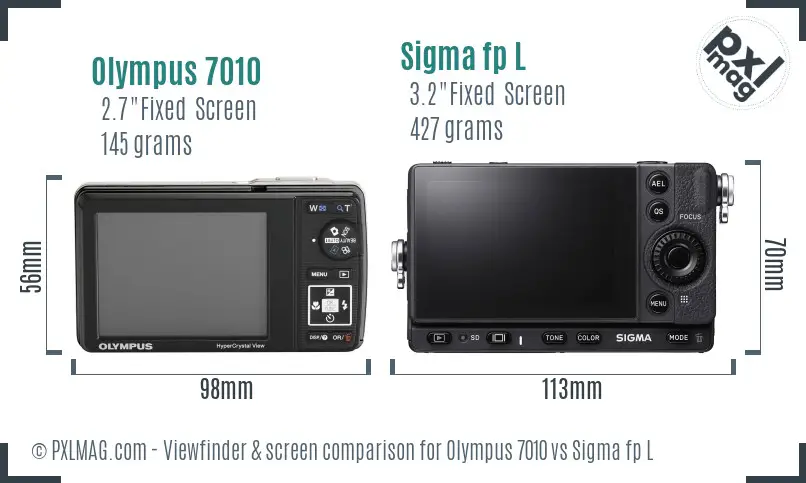 Olympus 7010 vs Sigma fp L Screen and Viewfinder comparison