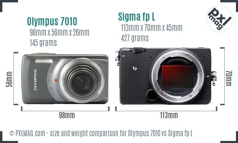 Olympus 7010 vs Sigma fp L size comparison