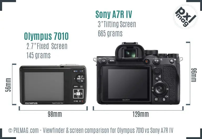Olympus 7010 vs Sony A7R IV Screen and Viewfinder comparison