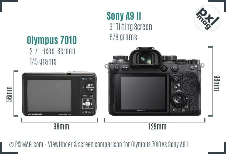 Olympus 7010 vs Sony A9 II Screen and Viewfinder comparison Olympus 7010 vs Sony A9 II Screen and Viewfinder comparison
