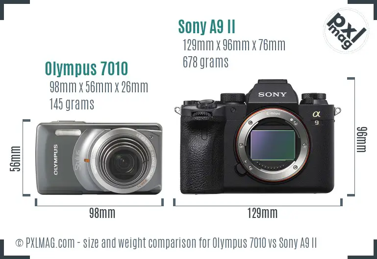 Olympus 7010 vs Sony A9 II size comparison Olympus 7010 vs Sony A9 II size comparison