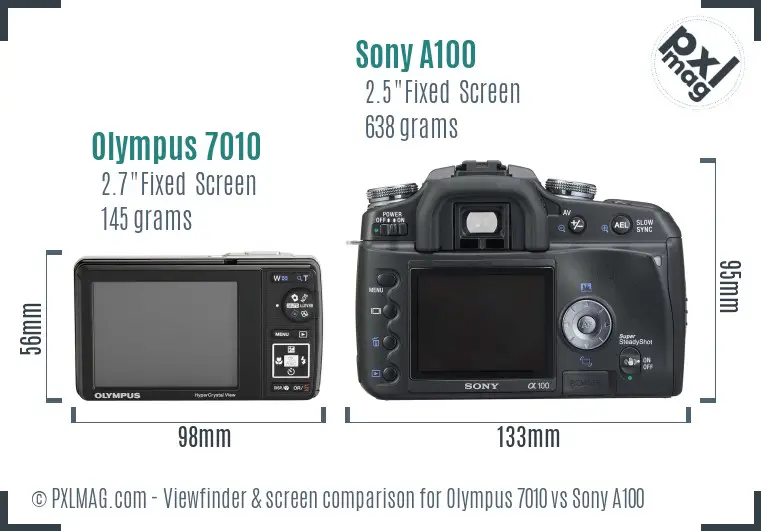Olympus 7010 vs Sony A100 Screen and Viewfinder comparison