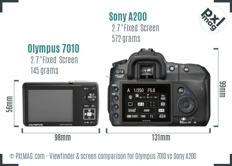 Olympus 7010 vs Sony A200 Screen and Viewfinder comparison