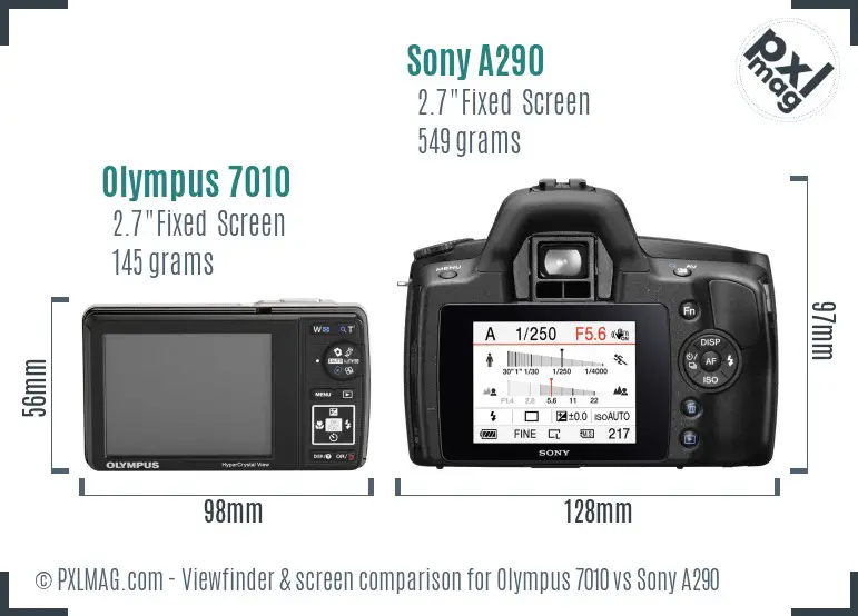 Olympus 7010 vs Sony A290 Screen and Viewfinder comparison