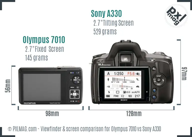 Olympus 7010 vs Sony A330 Screen and Viewfinder comparison