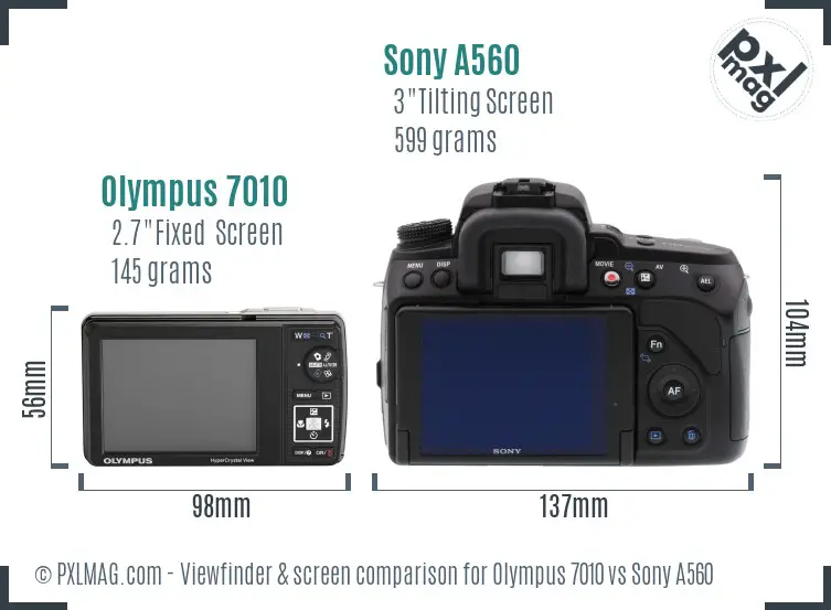 Olympus 7010 vs Sony A560 Screen and Viewfinder comparison
