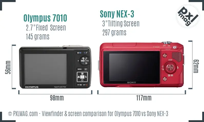 Olympus 7010 vs Sony NEX-3 Screen and Viewfinder comparison