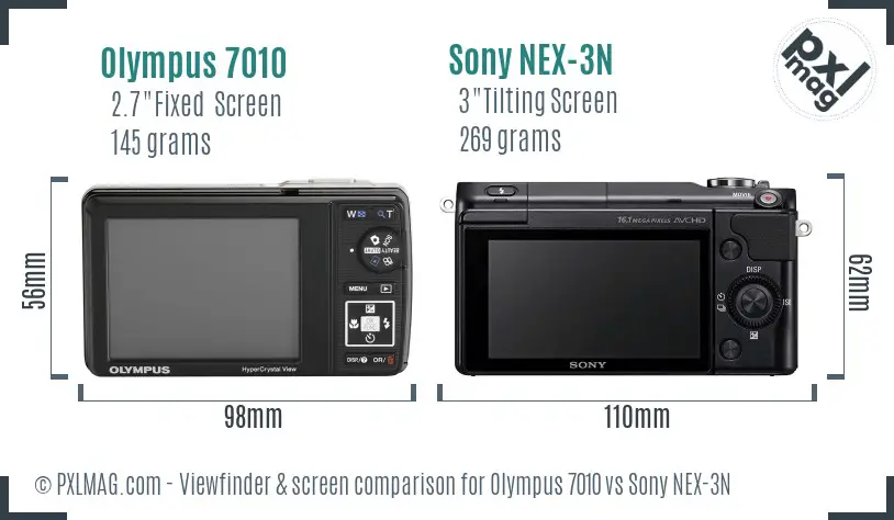 Olympus 7010 vs Sony NEX-3N Screen and Viewfinder comparison