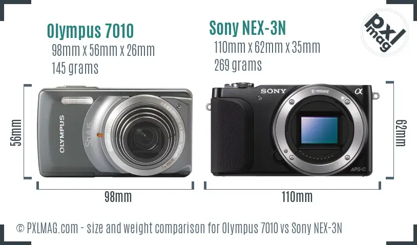 Olympus 7010 vs Sony NEX-3N size comparison