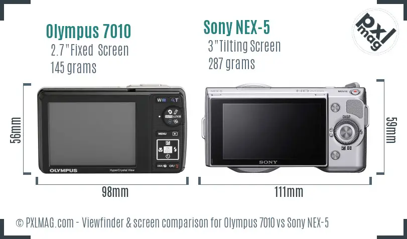 Olympus 7010 vs Sony NEX-5 Screen and Viewfinder comparison Olympus 7010 vs Sony NEX-5 Screen and Viewfinder comparison