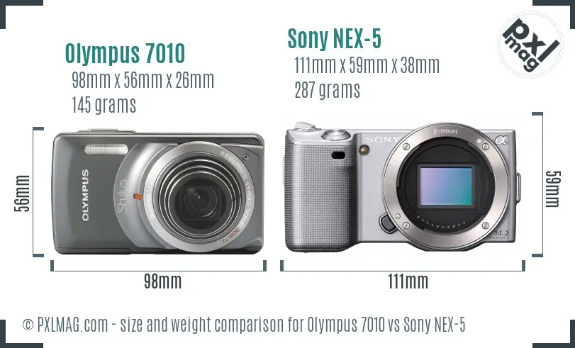 Olympus 7010 vs Sony NEX-5 size comparison Olympus 7010 vs Sony NEX-5 size comparison
