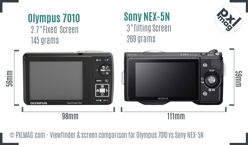 Olympus 7010 vs Sony NEX-5N Screen and Viewfinder comparison