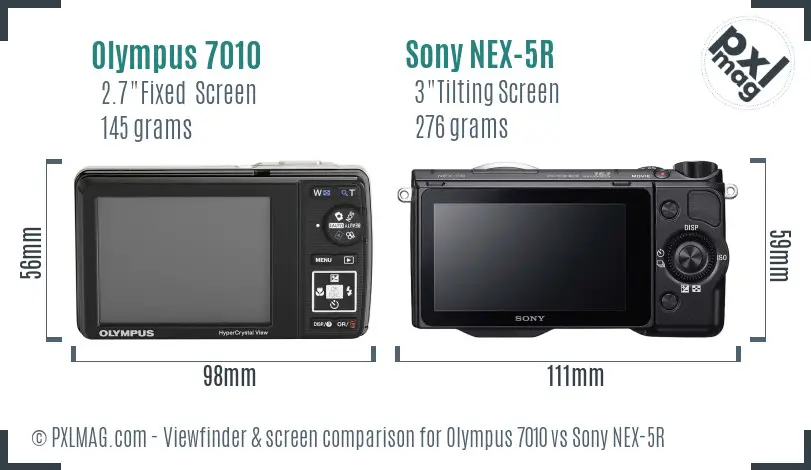 Olympus 7010 vs Sony NEX-5R Screen and Viewfinder comparison