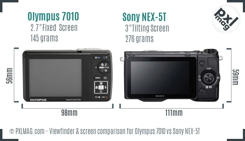 Olympus 7010 vs Sony NEX-5T Screen and Viewfinder comparison