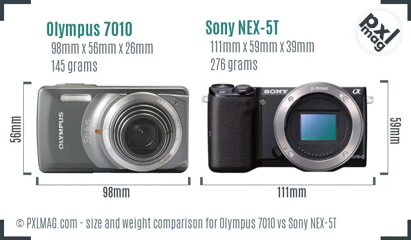Olympus 7010 vs Sony NEX-5T size comparison