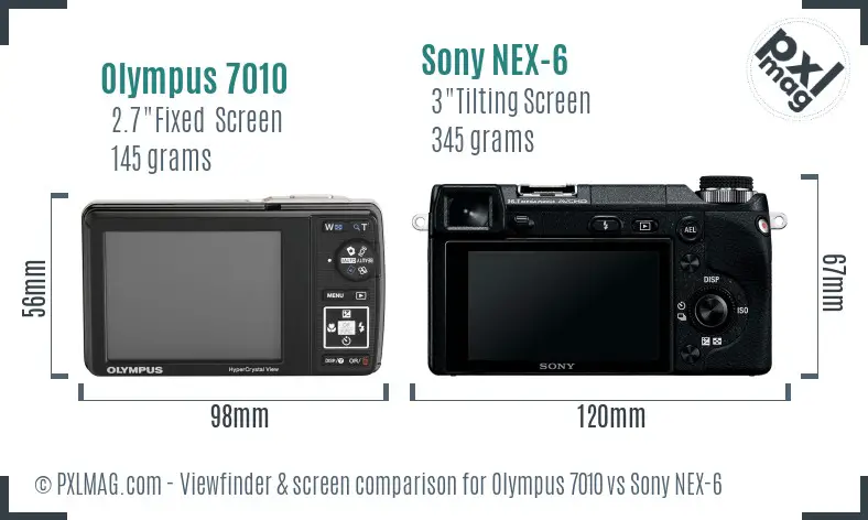 Olympus 7010 vs Sony NEX-6 Screen and Viewfinder comparison Olympus 7010 vs Sony NEX-6 Screen and Viewfinder comparison