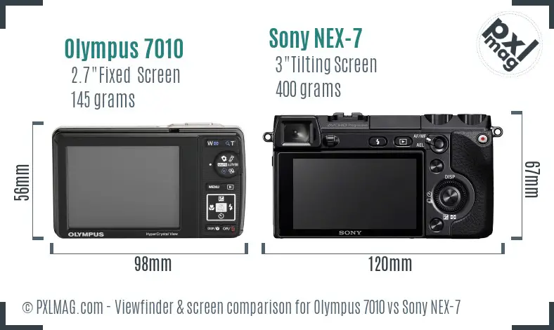 Olympus 7010 vs Sony NEX-7 Screen and Viewfinder comparison