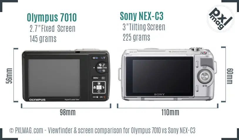 Olympus 7010 vs Sony NEX-C3 Screen and Viewfinder comparison