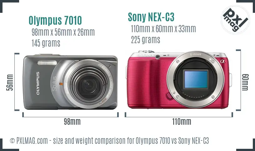 Olympus 7010 vs Sony NEX-C3 size comparison