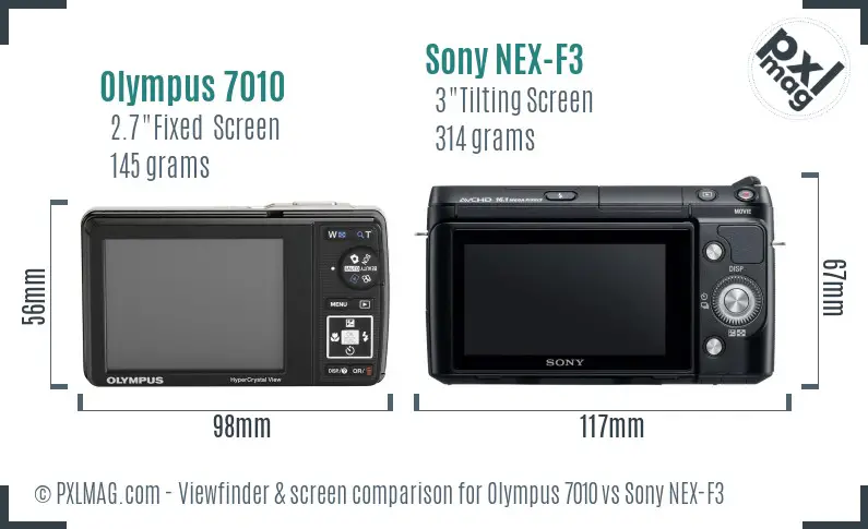 Olympus 7010 vs Sony NEX-F3 Screen and Viewfinder comparison