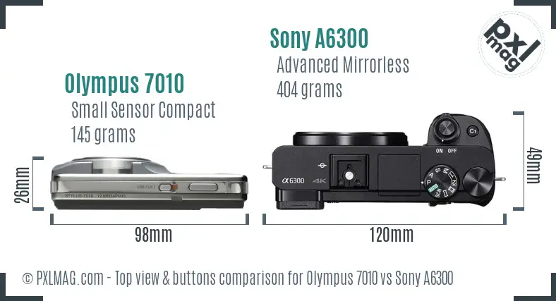 Olympus 7010 vs Sony A6300 top view buttons comparison