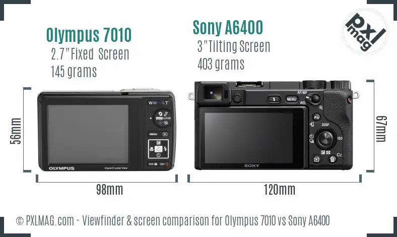 Olympus 7010 vs Sony A6400 Screen and Viewfinder comparison