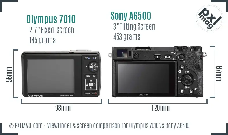 Olympus 7010 vs Sony A6500 Screen and Viewfinder comparison