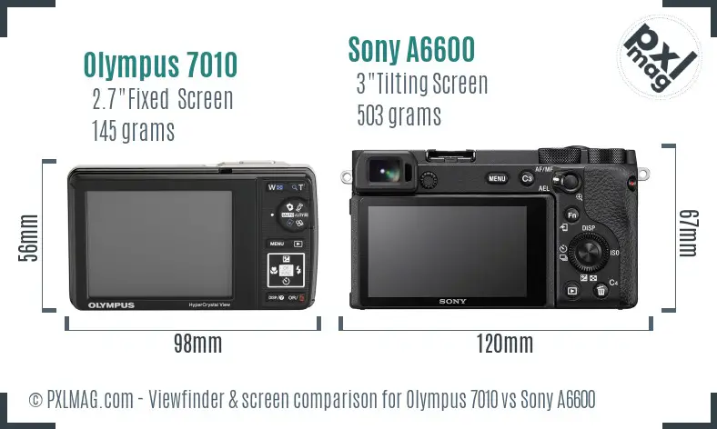 Olympus 7010 vs Sony A6600 Screen and Viewfinder comparison Olympus 7010 vs Sony A6600 Screen and Viewfinder comparison