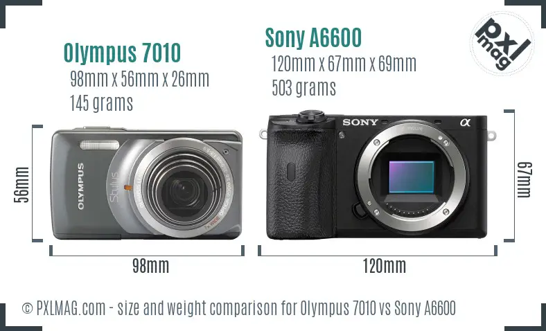 Olympus 7010 vs Sony A6600 size comparison Olympus 7010 vs Sony A6600 size comparison