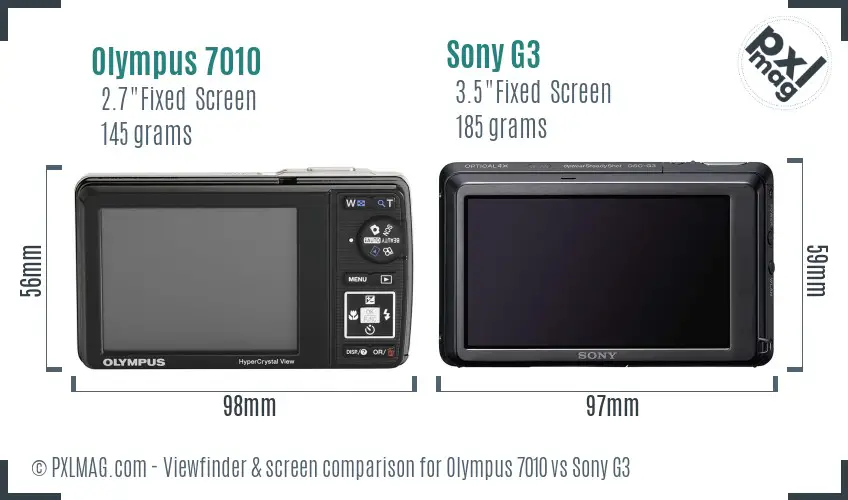 Olympus 7010 vs Sony G3 Screen and Viewfinder comparison