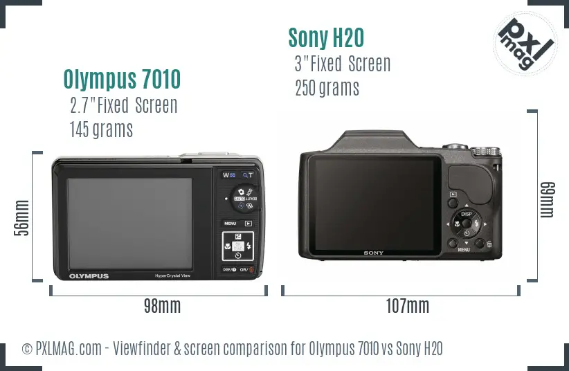 Olympus 7010 vs Sony H20 Screen and Viewfinder comparison