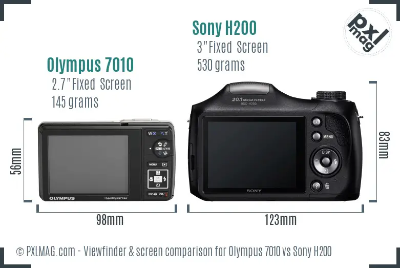 Olympus 7010 vs Sony H200 Screen and Viewfinder comparison