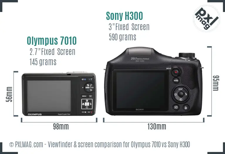 Olympus 7010 vs Sony H300 Screen and Viewfinder comparison