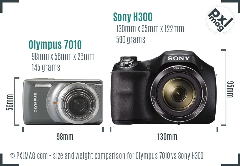 Olympus 7010 vs Sony H300 size comparison