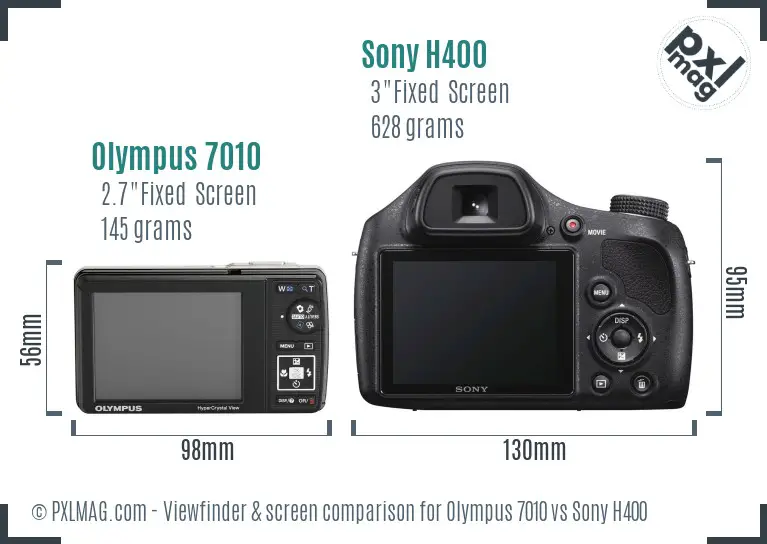 Olympus 7010 vs Sony H400 Screen and Viewfinder comparison